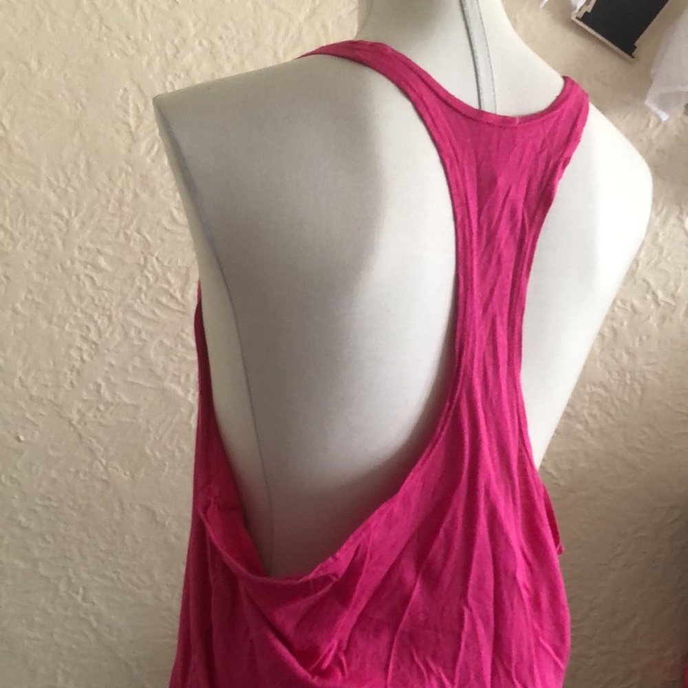 Splendid Pink Plunge Racerback Deep Arm Openings Tank Top - Picture 4 of 7